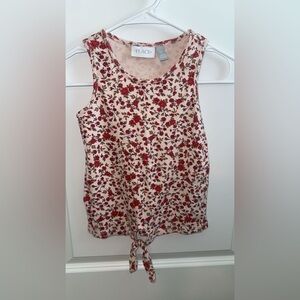 Place 7/8 Red Floral Tie-Front Tank Top